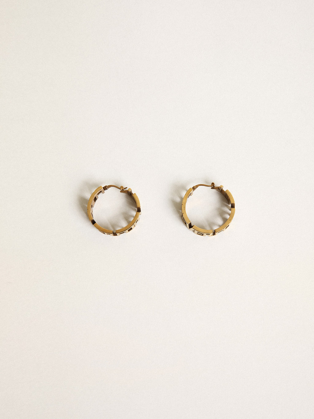 Hoop earrings in antique gold color with Forever For You lettering| Golden Goose