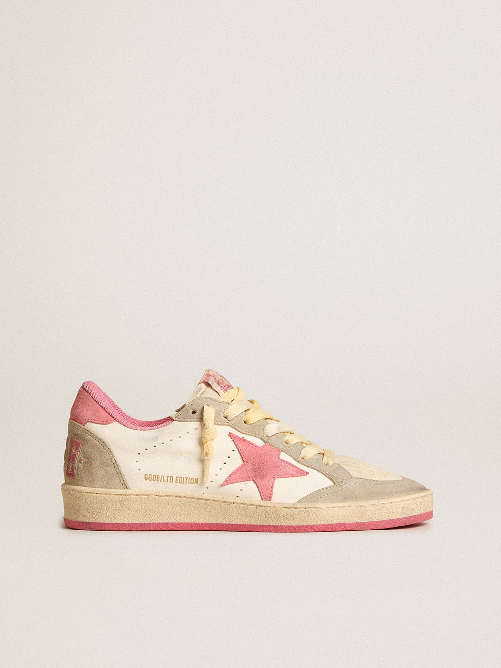 Women's Ball Star LTD in nappa with pink suede star and dove-gray inserts| Golden Goose