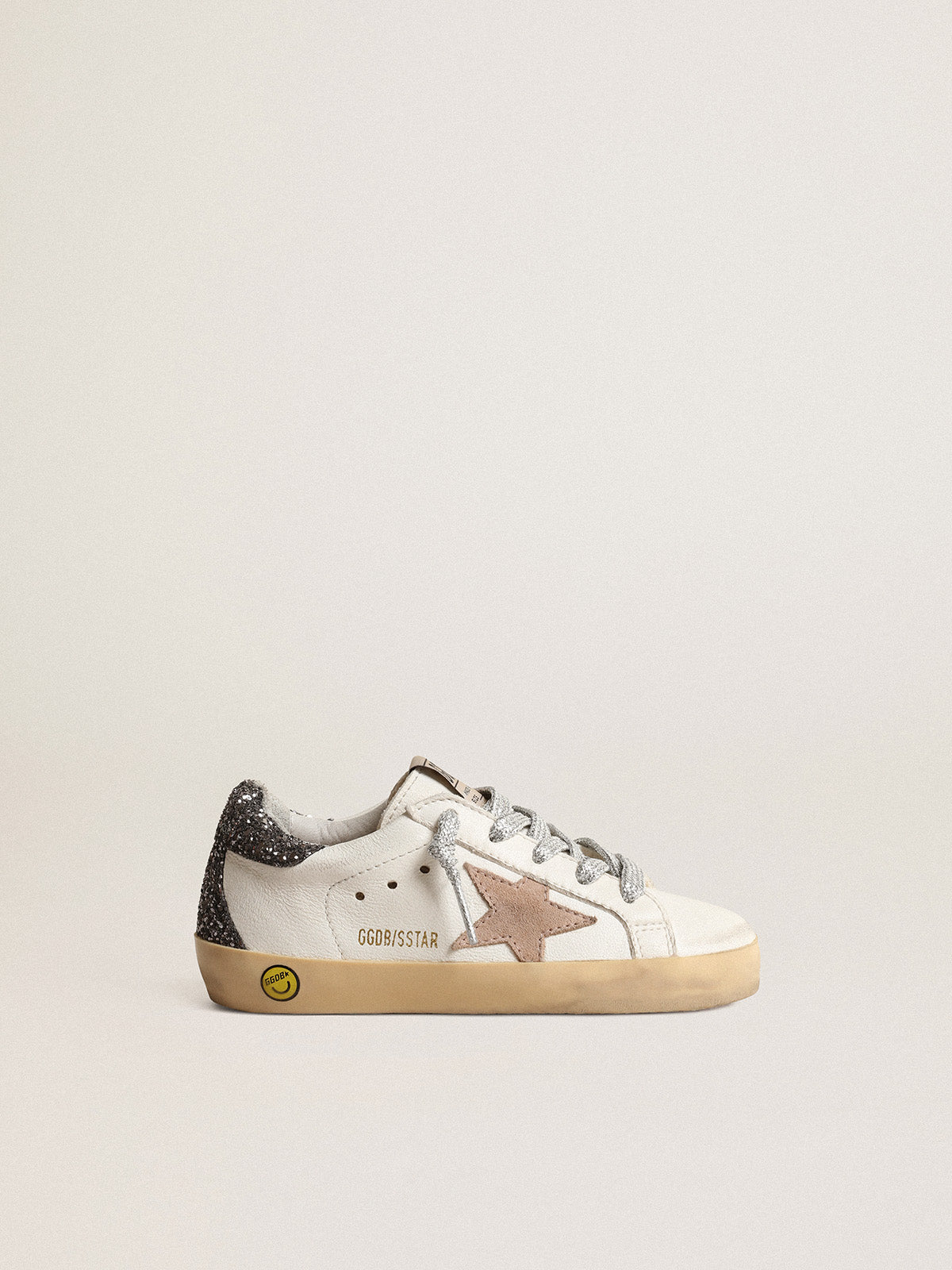 Super-Star Junior with a hazelnut star and glitter heel tab| Golden Goose