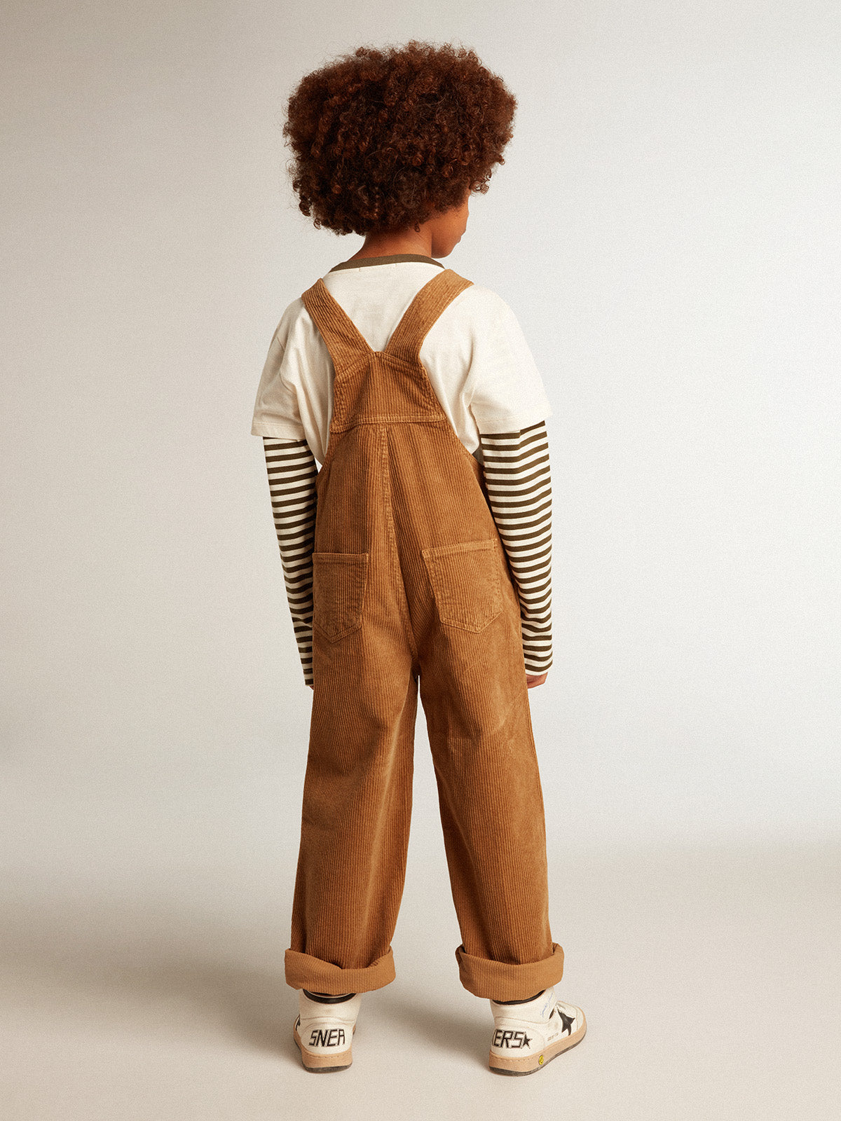 Overalls in bark-colored velvet-effect cotton| Golden Goose