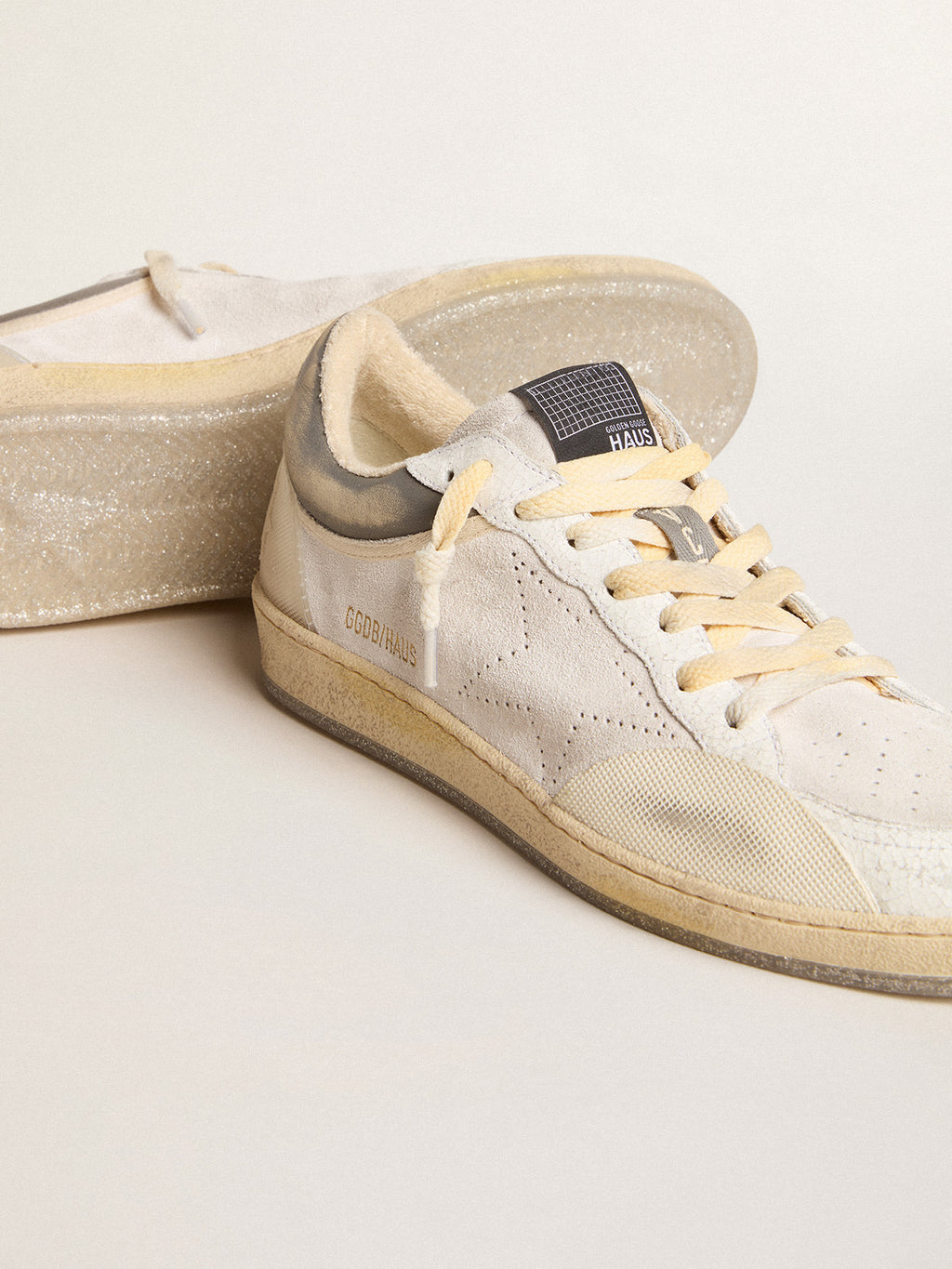 Women's Ball Star Pro in optical white leather with rubber inserts| Golden Goose