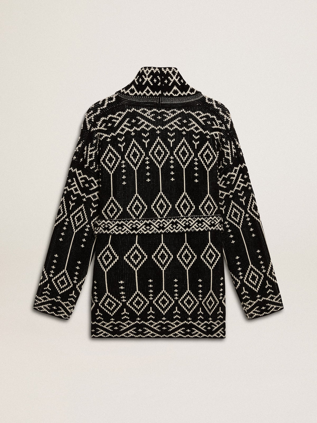 Women's black cardigan with belt and crystals| Golden Goose