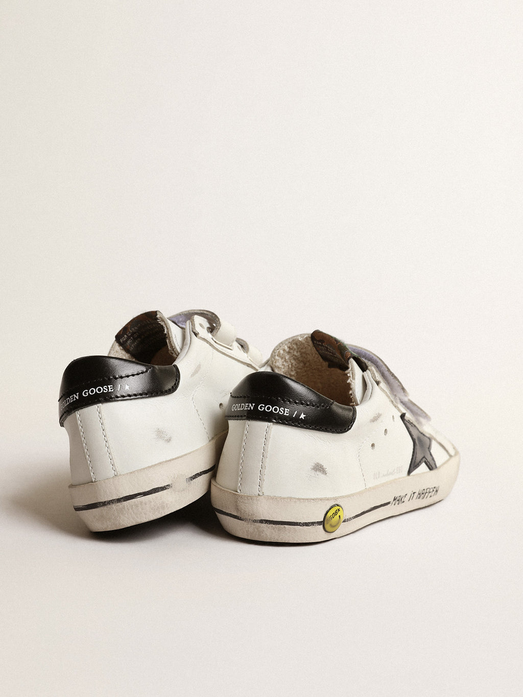 Old School Young with metallic leather star and black heel tab| Golden Goose