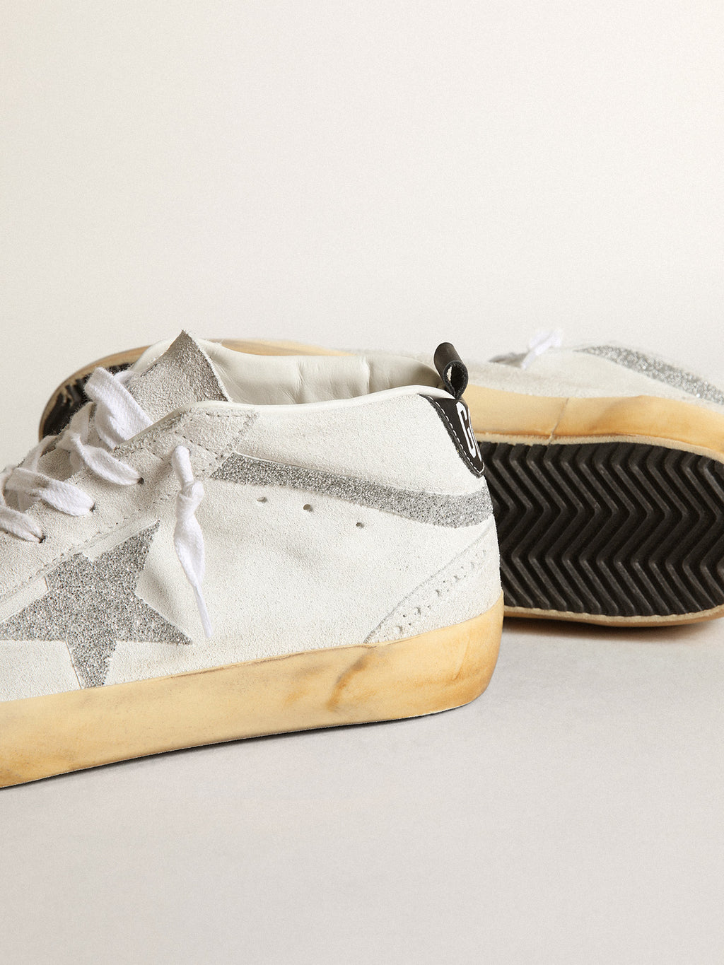 Women's Mid Star in white suede with star and Swarovski flash| Golden Goose