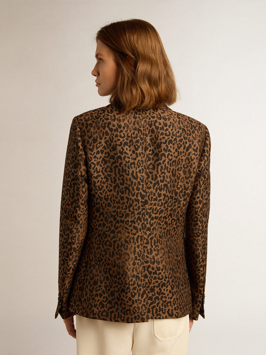 Golden Collection single-breasted blazer in wool with jacquard animal pattern| Golden Goose