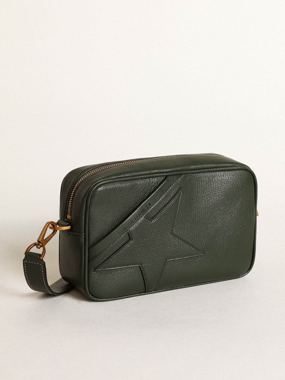 Women's Star Bag in dark green leather with tone-on-tone star| Golden Goose