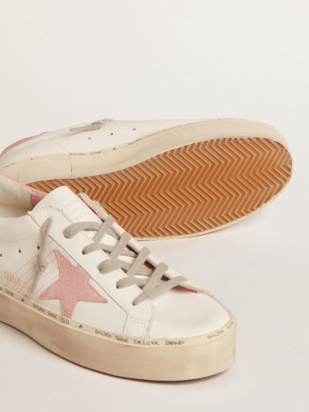 Hi Star with suede star and old rose leather heel tab| Golden Goose