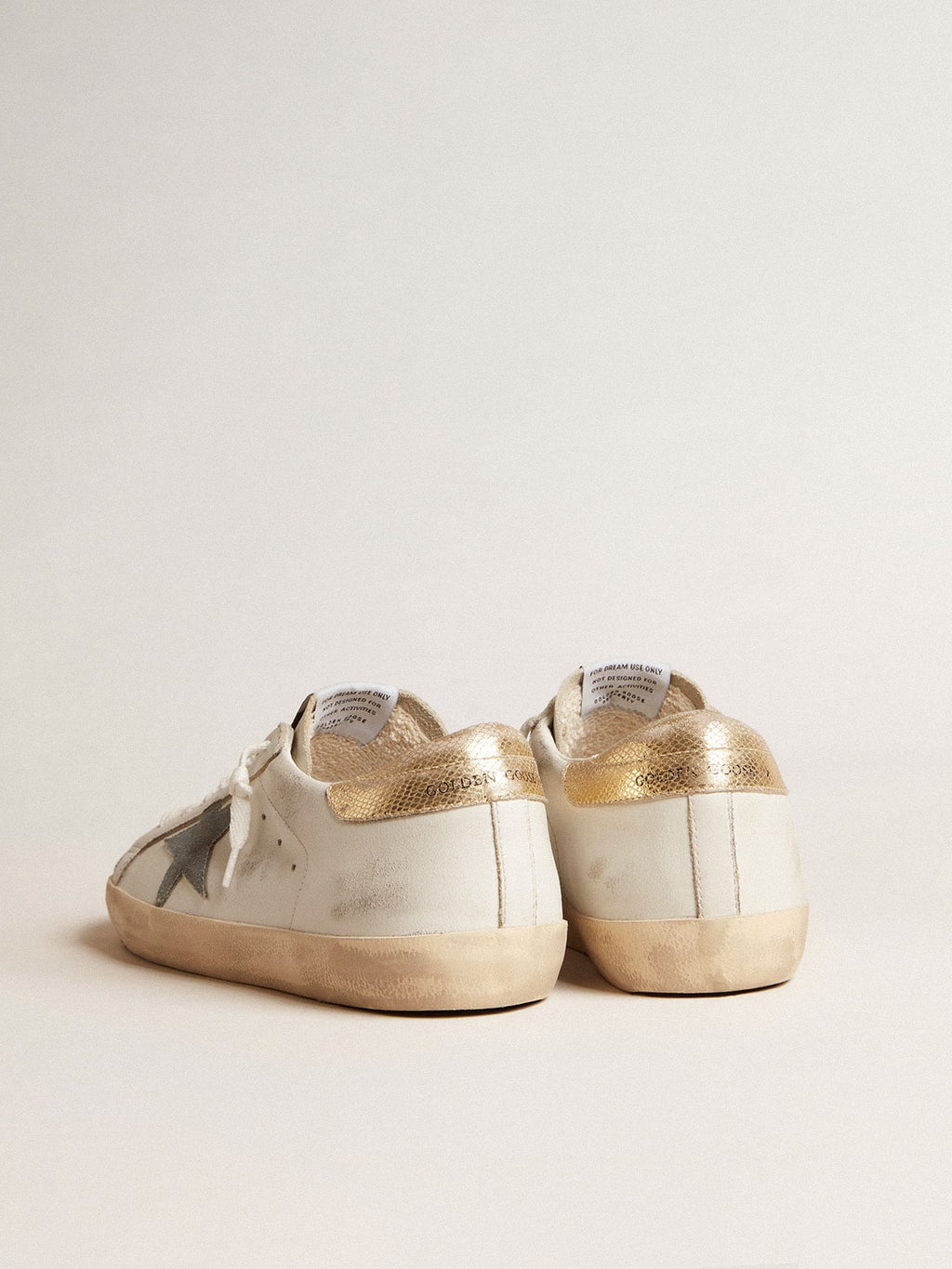Super-Star with suede star and platinum snake-print leather heel tab| Golden Goose