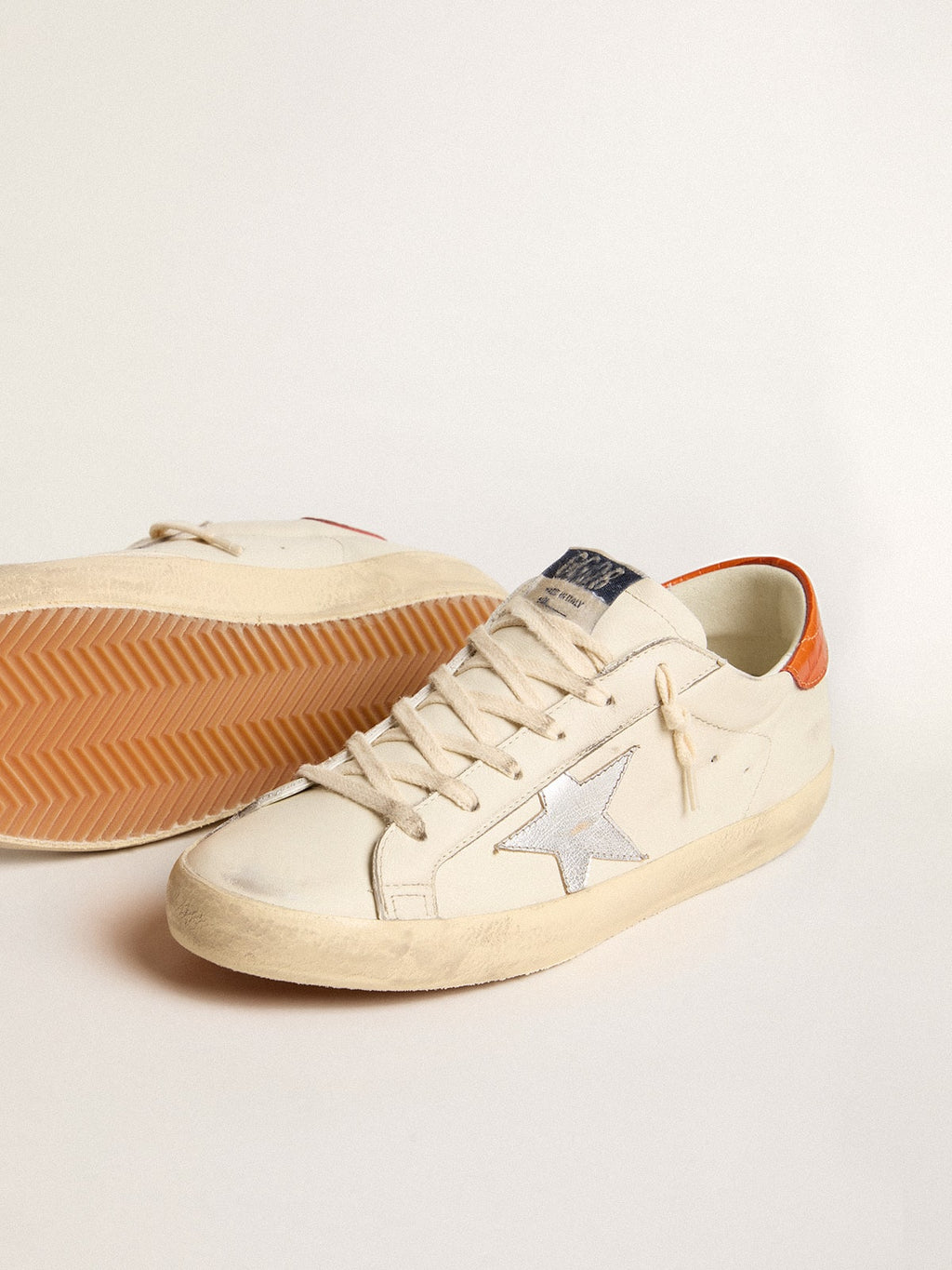 Super-Star LTD with silver leather star and croc-print leather heel tab| Golden Goose