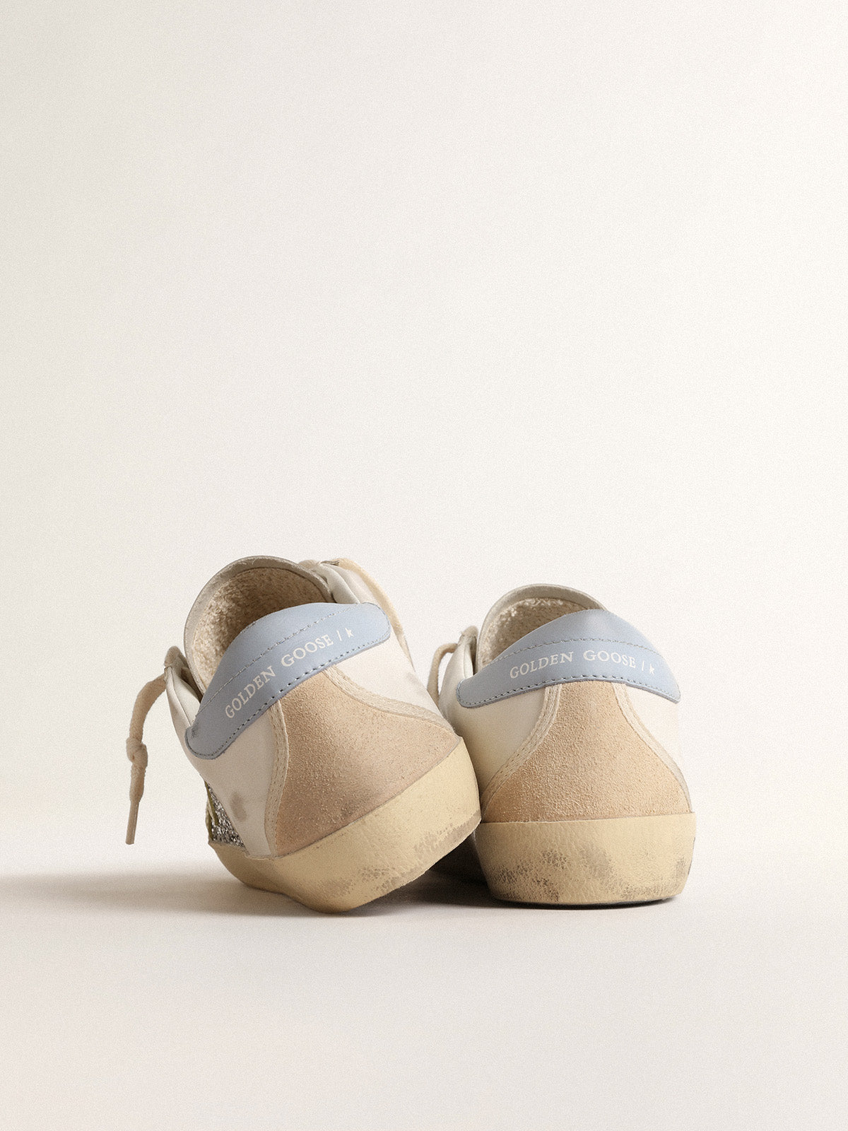 Bio-based Super-Star with silver glitter and yellow leather star| Golden Goose