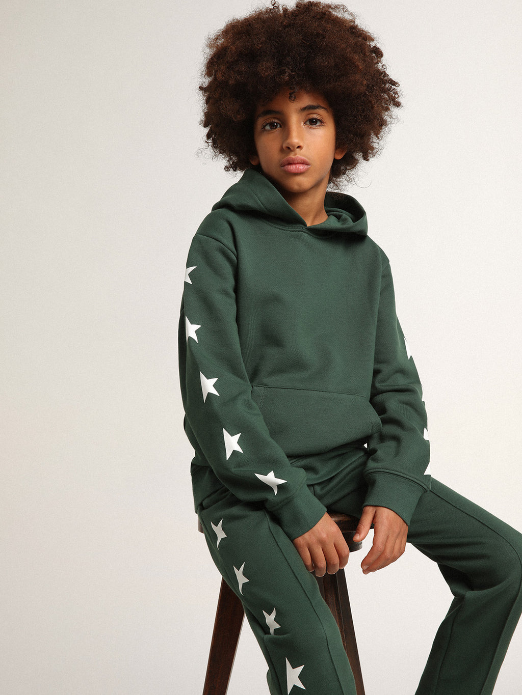 Bright green hooded sweatshirt| Golden Goose