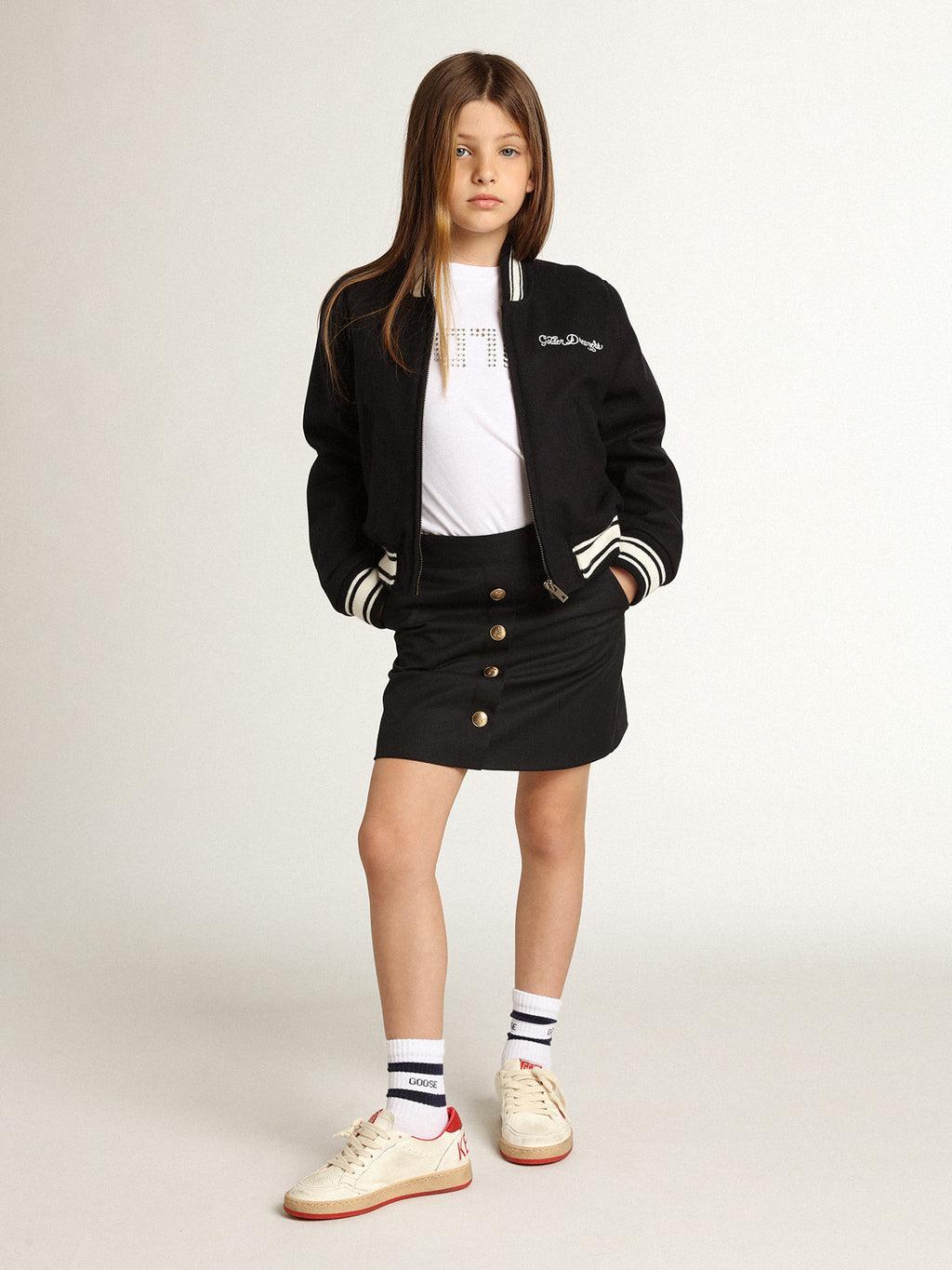Boys' bomber jacket in dark blue wool| Golden Goose