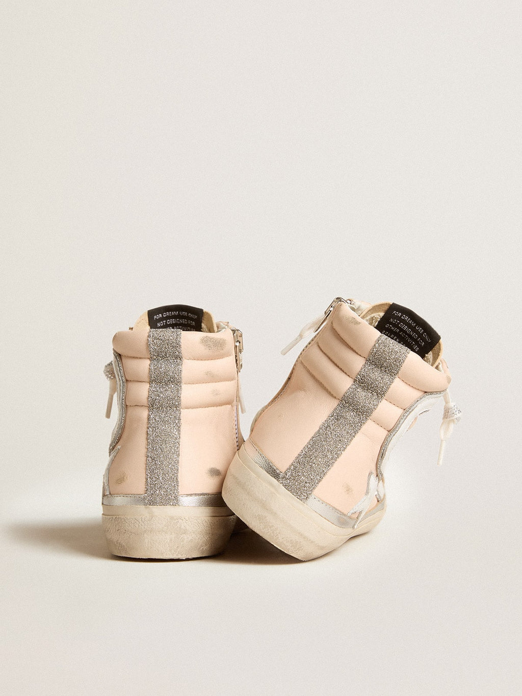 Women's Slide LTD in pink nappa leather with white star and Swarovski inserts| Golden Goose