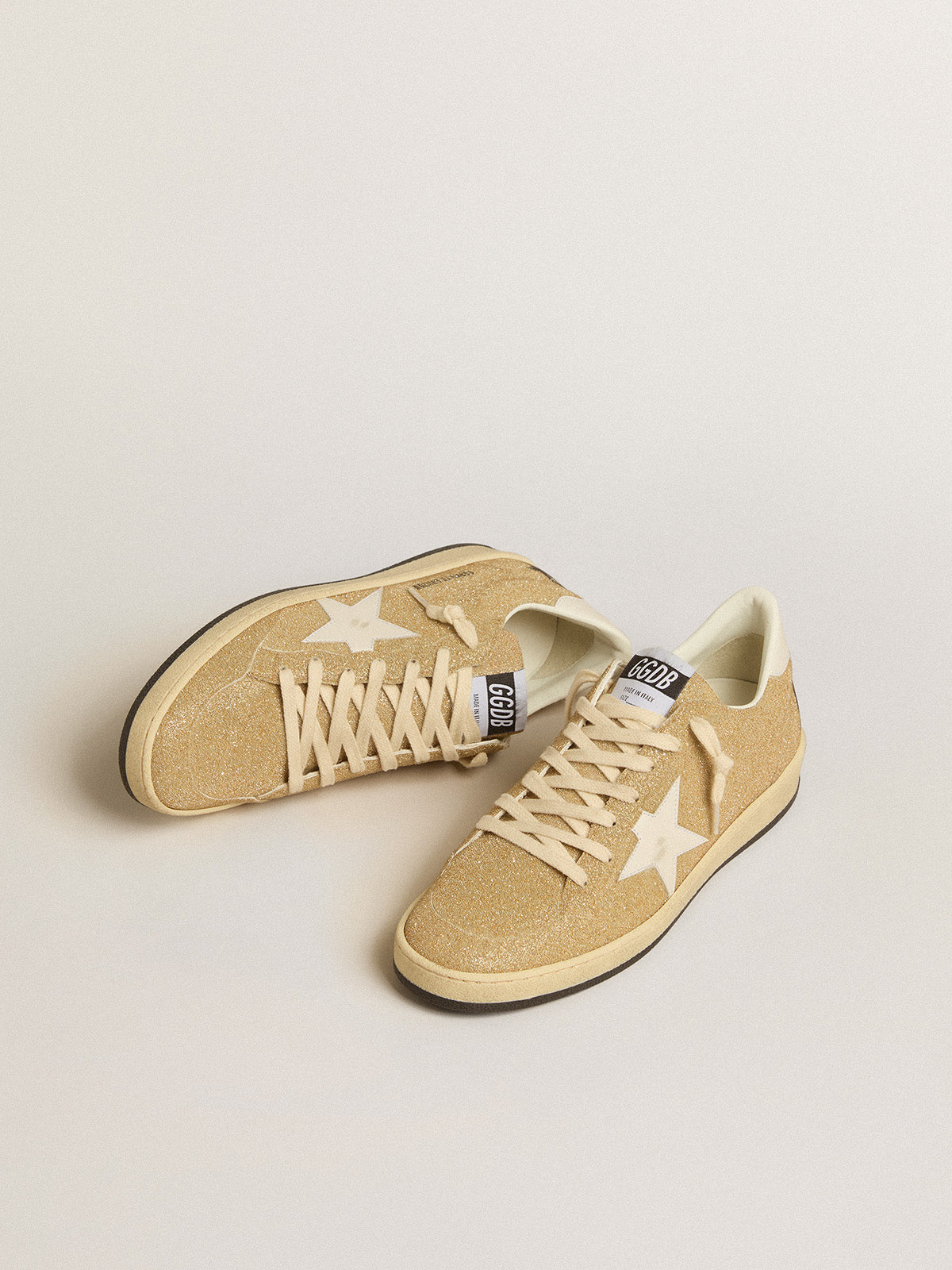 Ball Star in golden Swarovski crystals with milk-white leather star| Golden Goose
