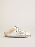 Super-Star Sabots in white leather with shearling lining| Golden Goose