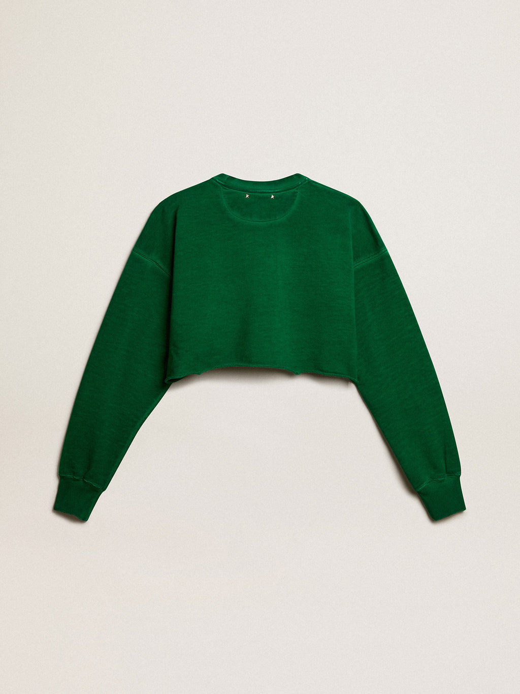 Green cropped round-neck cotton sweatshirt| Golden Goose