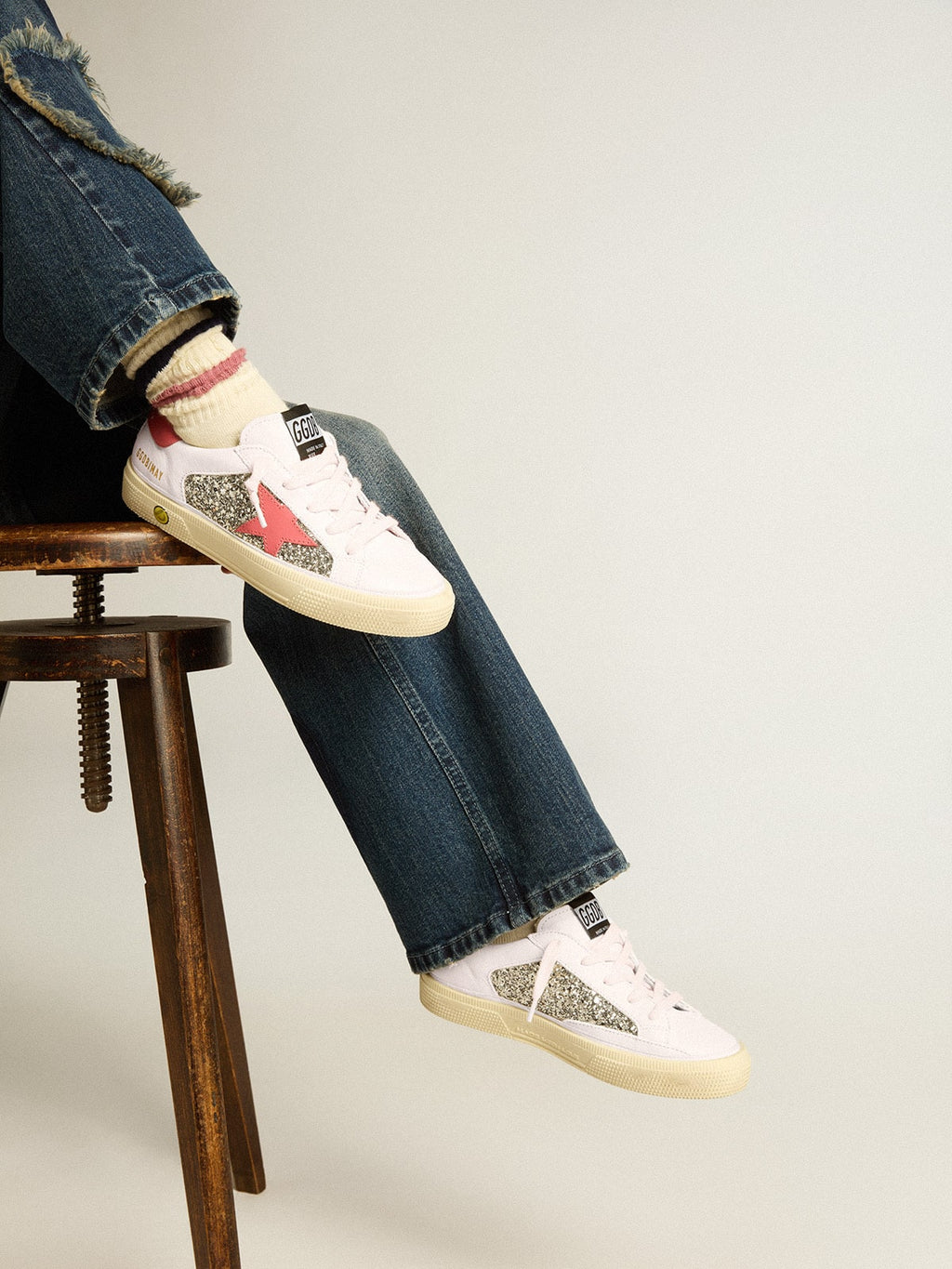 Junior May with red leather star and heel tab| Golden Goose