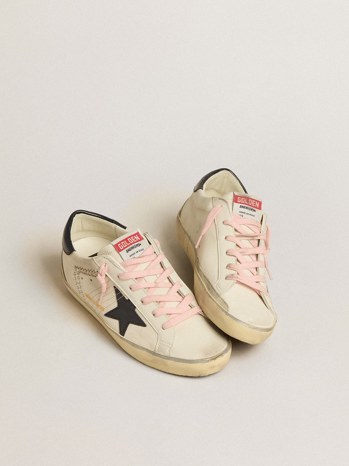 Women's Super-Star LTD with blue leather star and decorative studs| Golden Goose