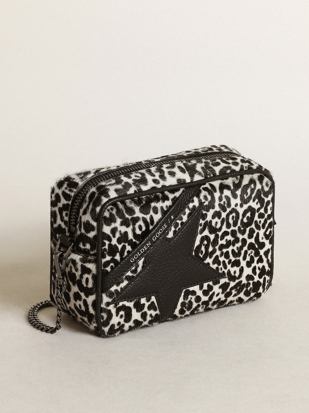 Women's Mini Star Bag in black and white leopard print pony skin| Golden Goose