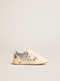 Junior Ball Star in glitter with silver metallic leather heel tab| Golden Goose