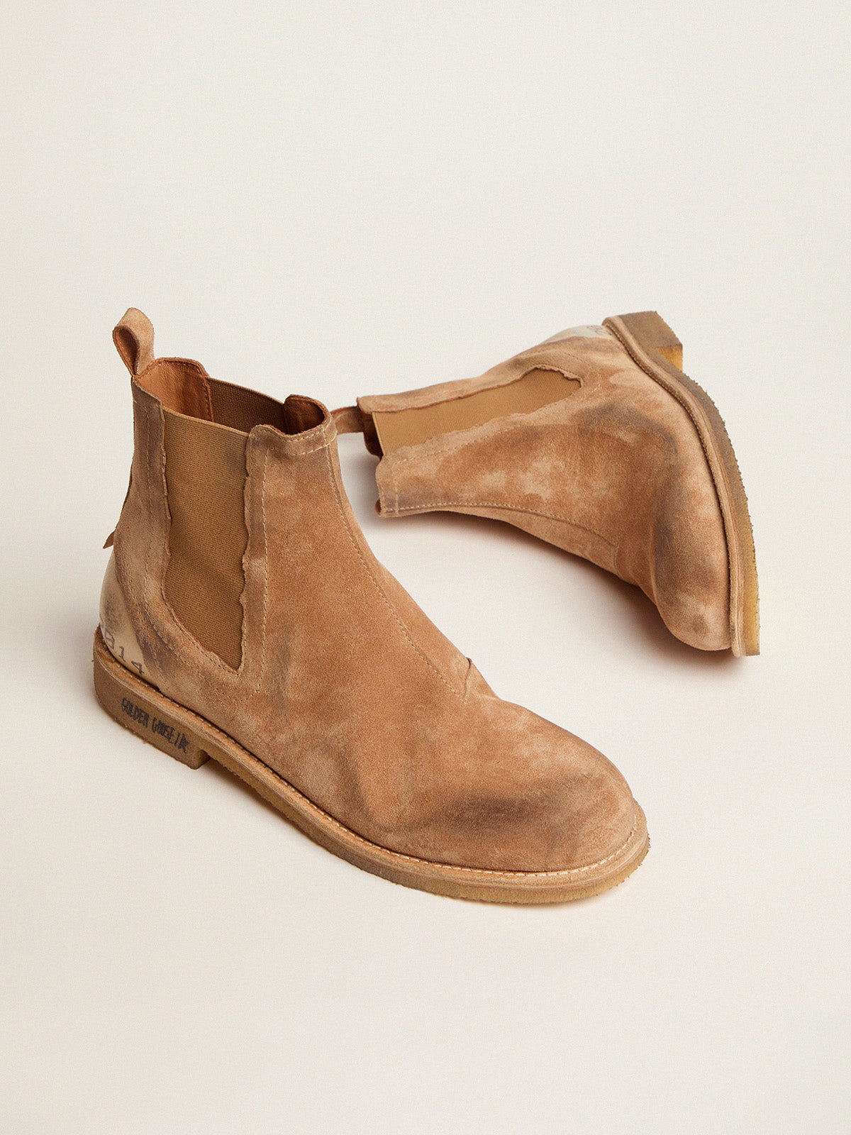 John Chelsea boots in caramel-colored suede| Golden Goose
