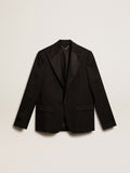 Men's tuxedo jacket in black wool gabardine| Golden Goose
