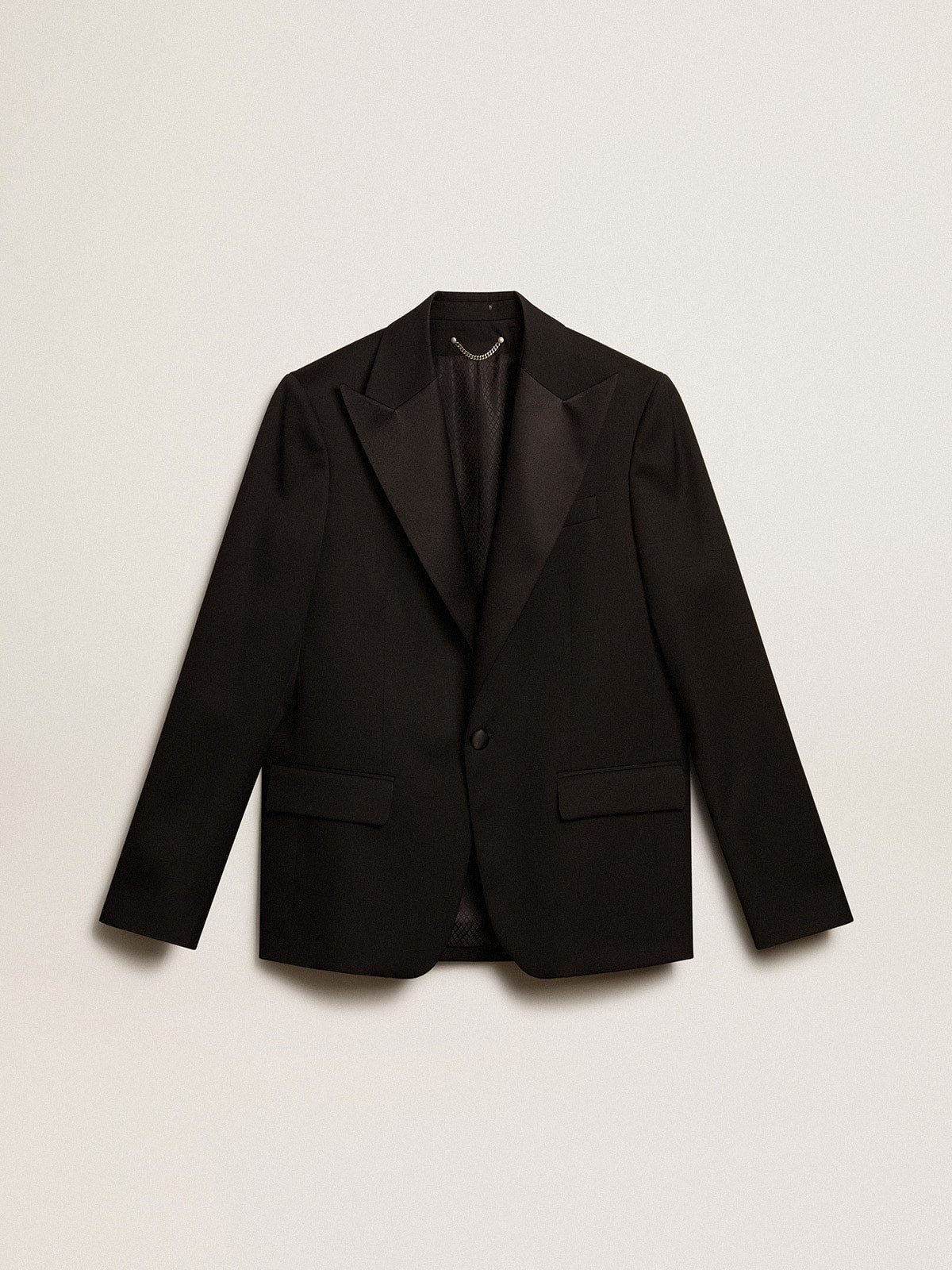 Men's tuxedo jacket in black wool gabardine| Golden Goose