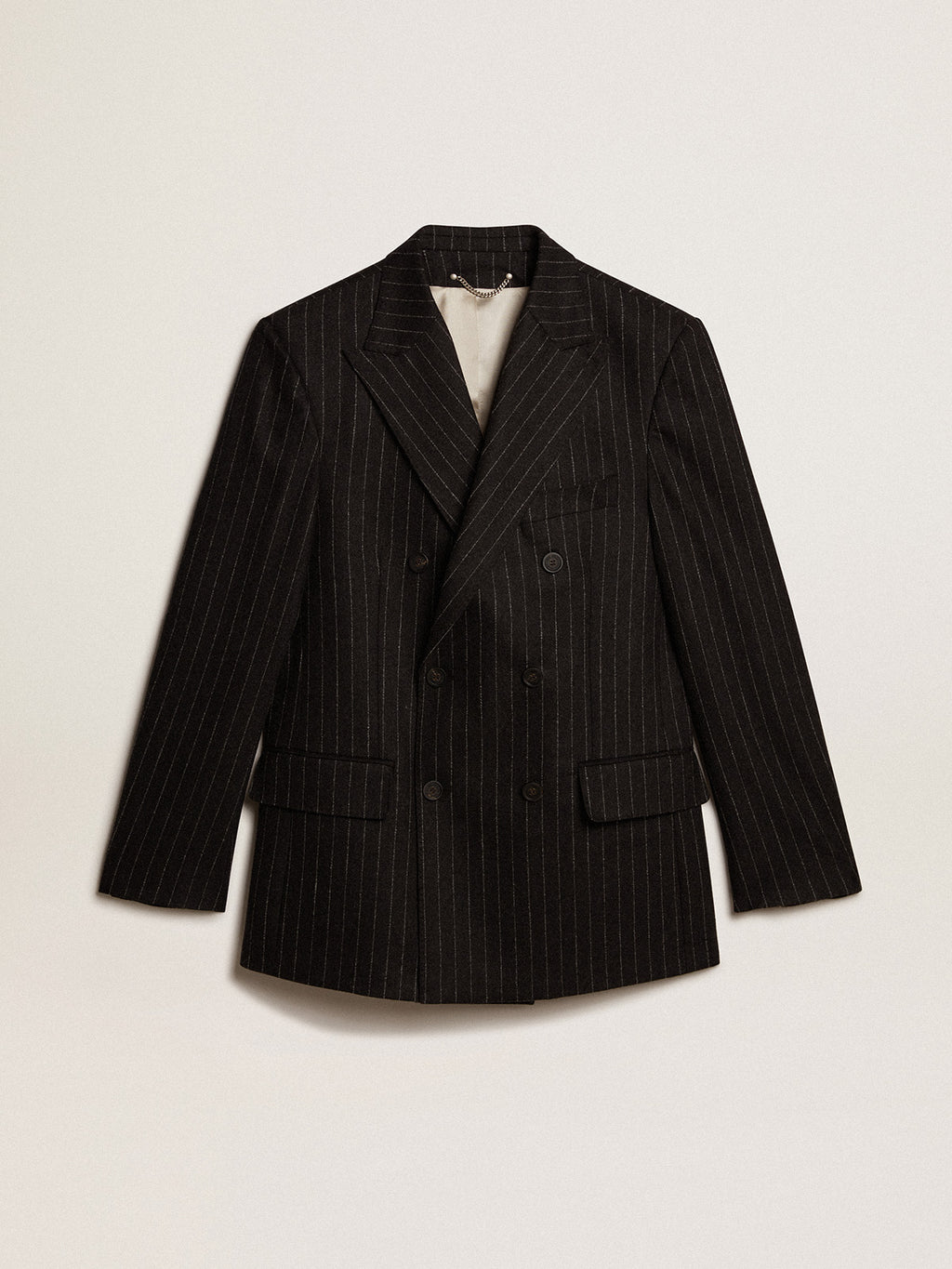 Men's double-breasted blazer in gray melange wool| Golden Goose