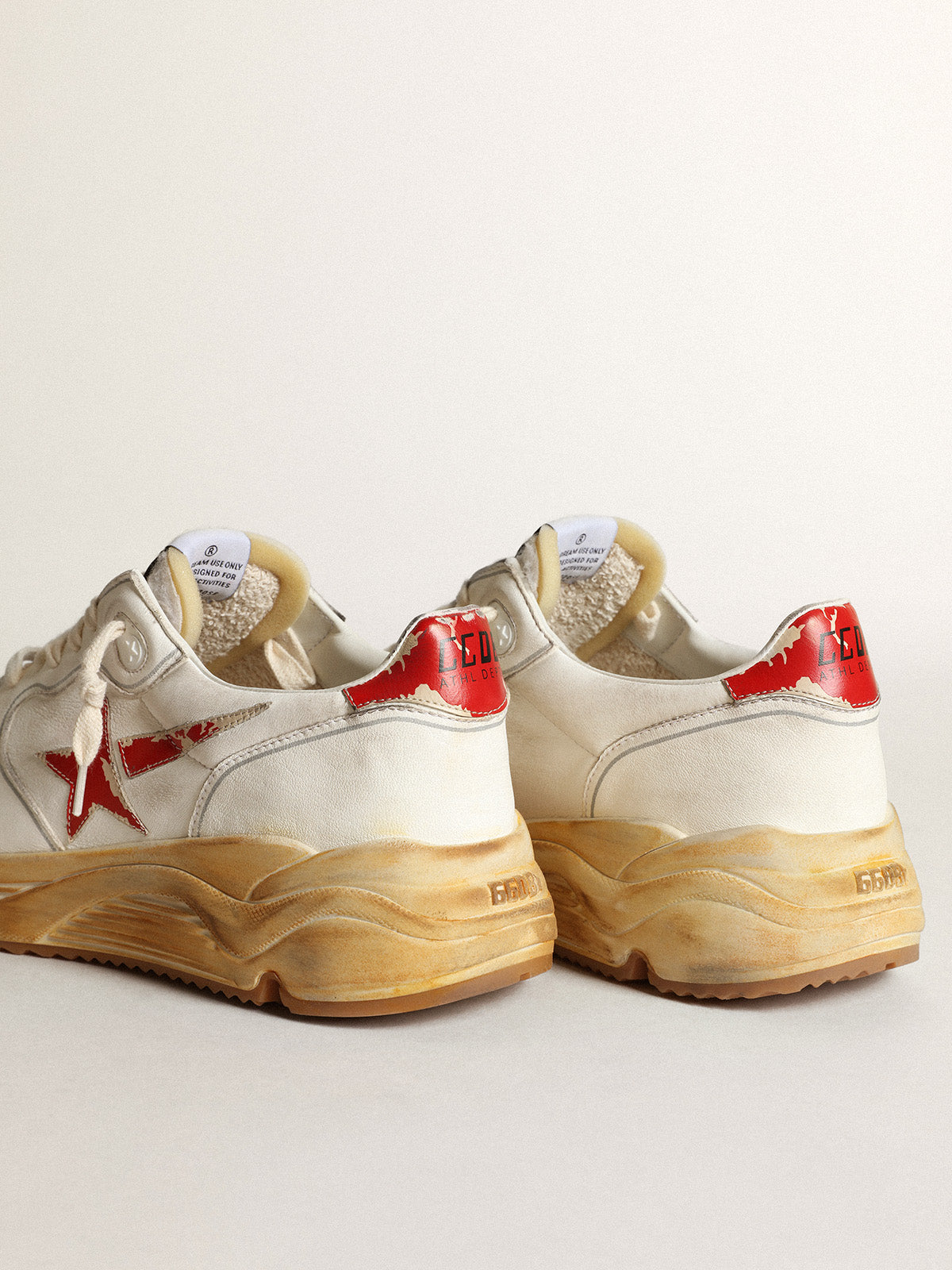 Men's Running Sole with leather star and heel tab with red print| Golden Goose