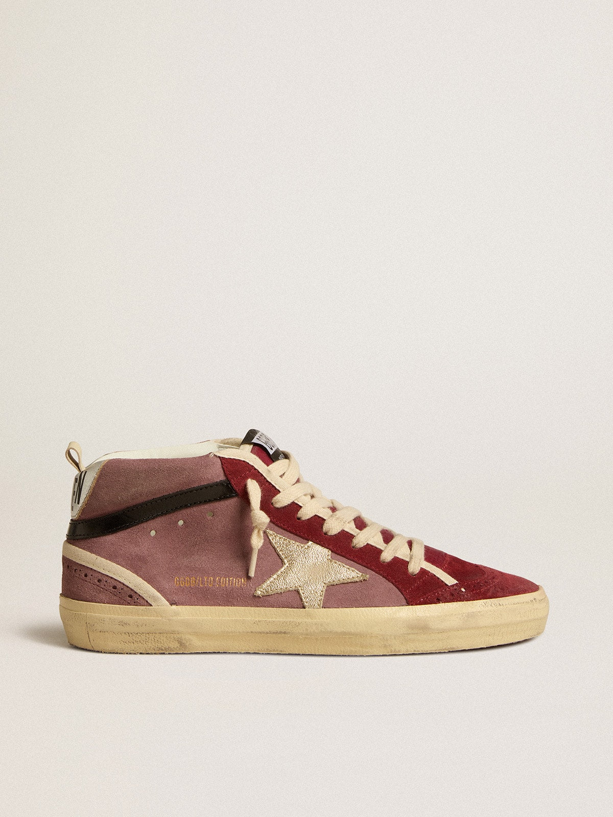 Mid Star LTD in violet suede with platinum leather star and black flash| Golden Goose