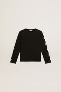 Boys' black sweatshirt with contrasting white stars| Golden Goose