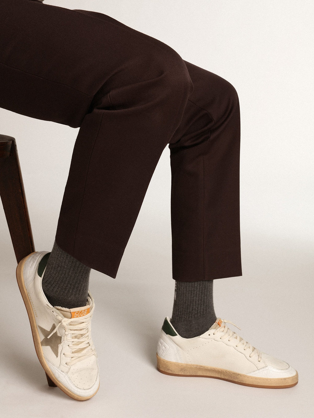 Men's Ball Star in white nappa with dove gray suede star| Golden Goose