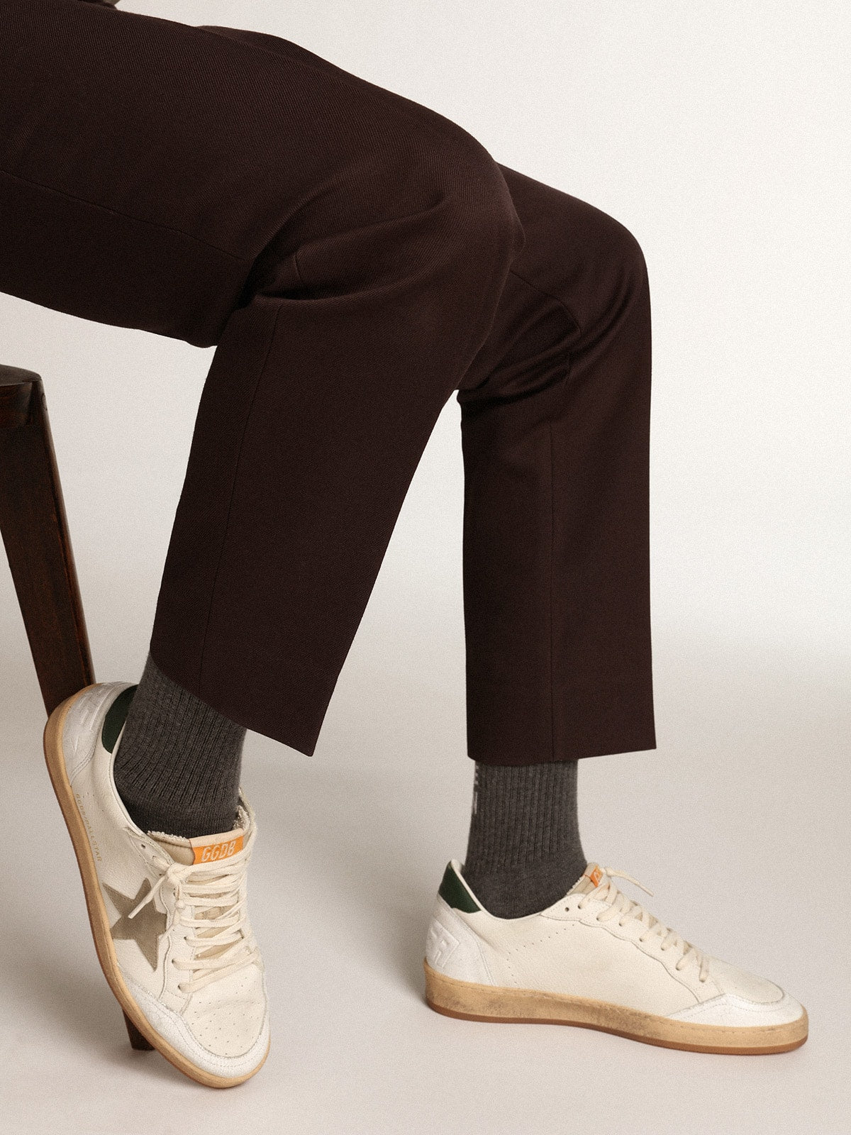 Men's Ball Star in white nappa with dove gray suede star| Golden Goose