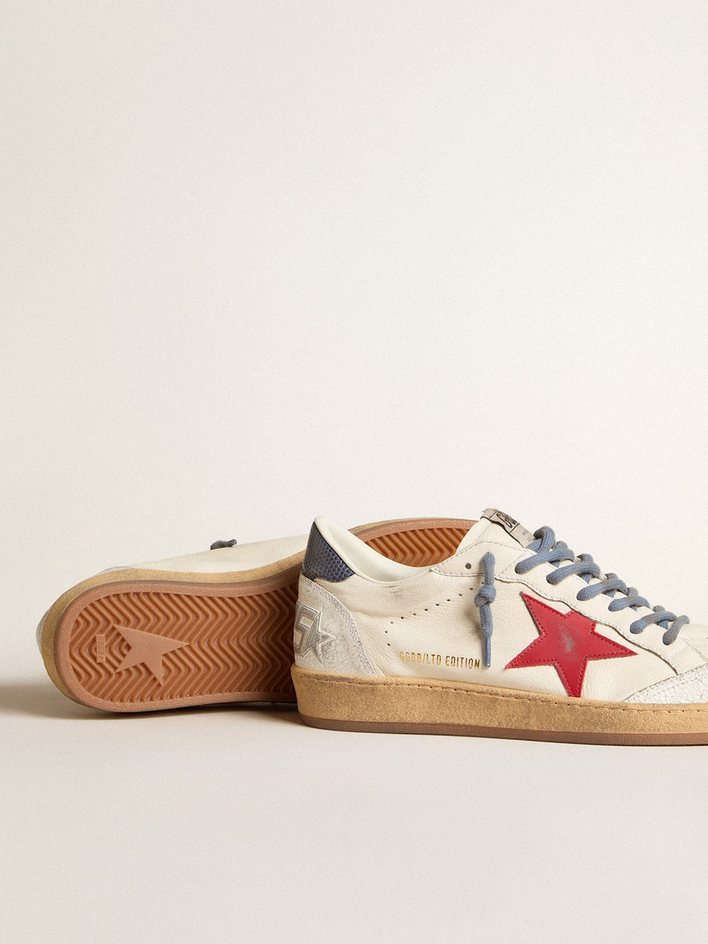 Ball Star LTD with red star and lizard-print leather heel tab| Golden Goose