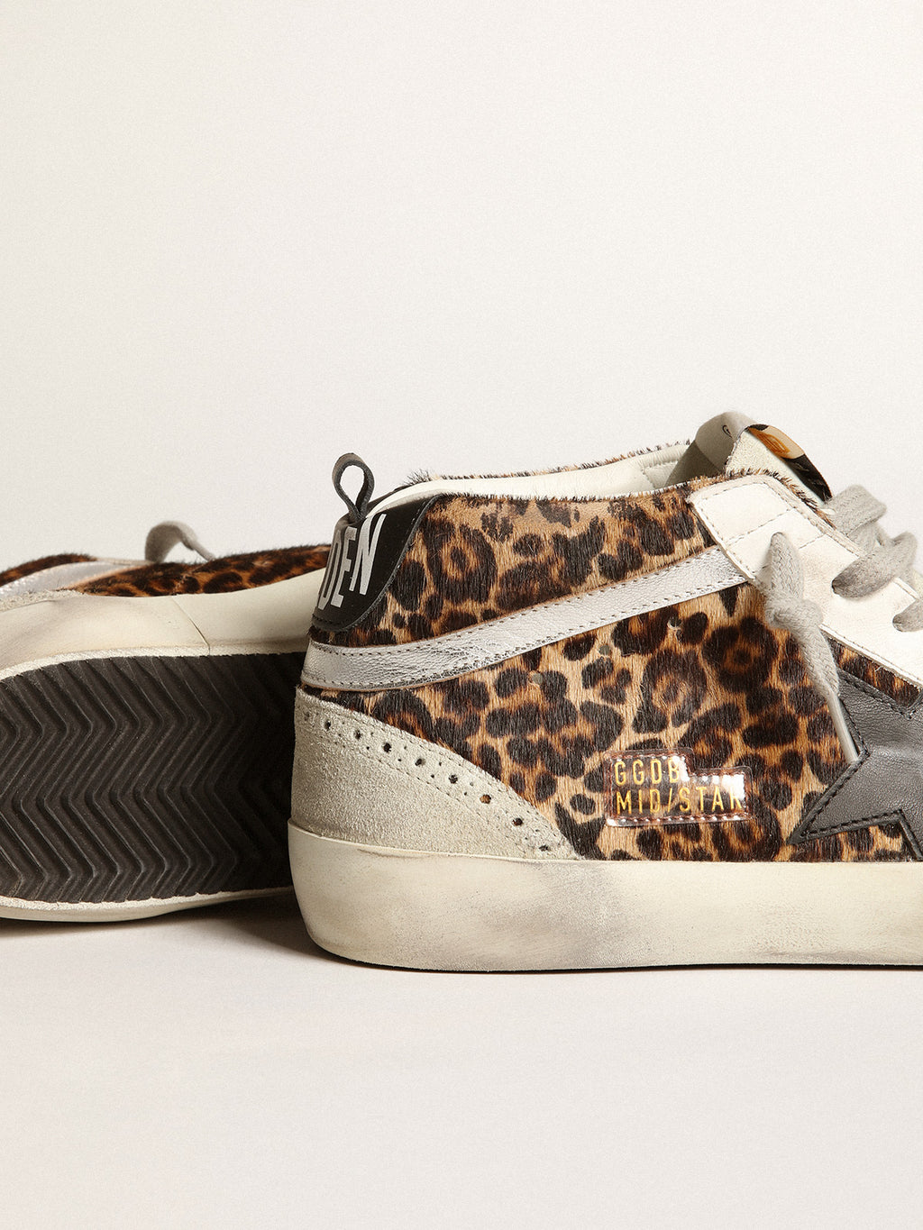 Women's Mid Star in leopard print pony skin with black star| Golden Goose