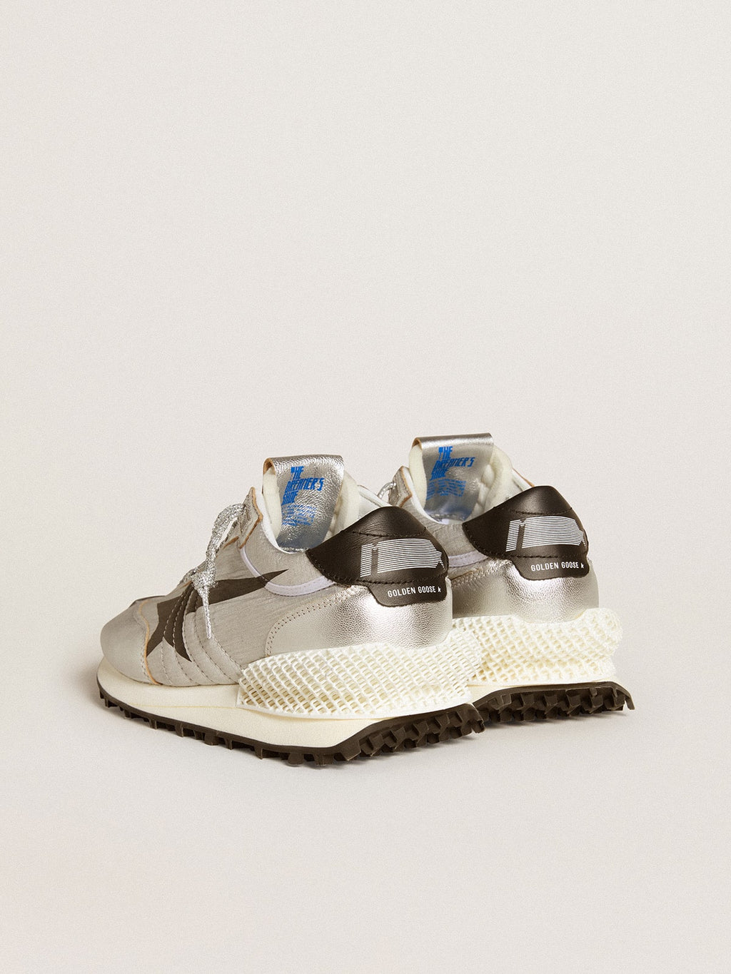 Women's Marathon with silver ripstop nylon upper and black star| Golden Goose