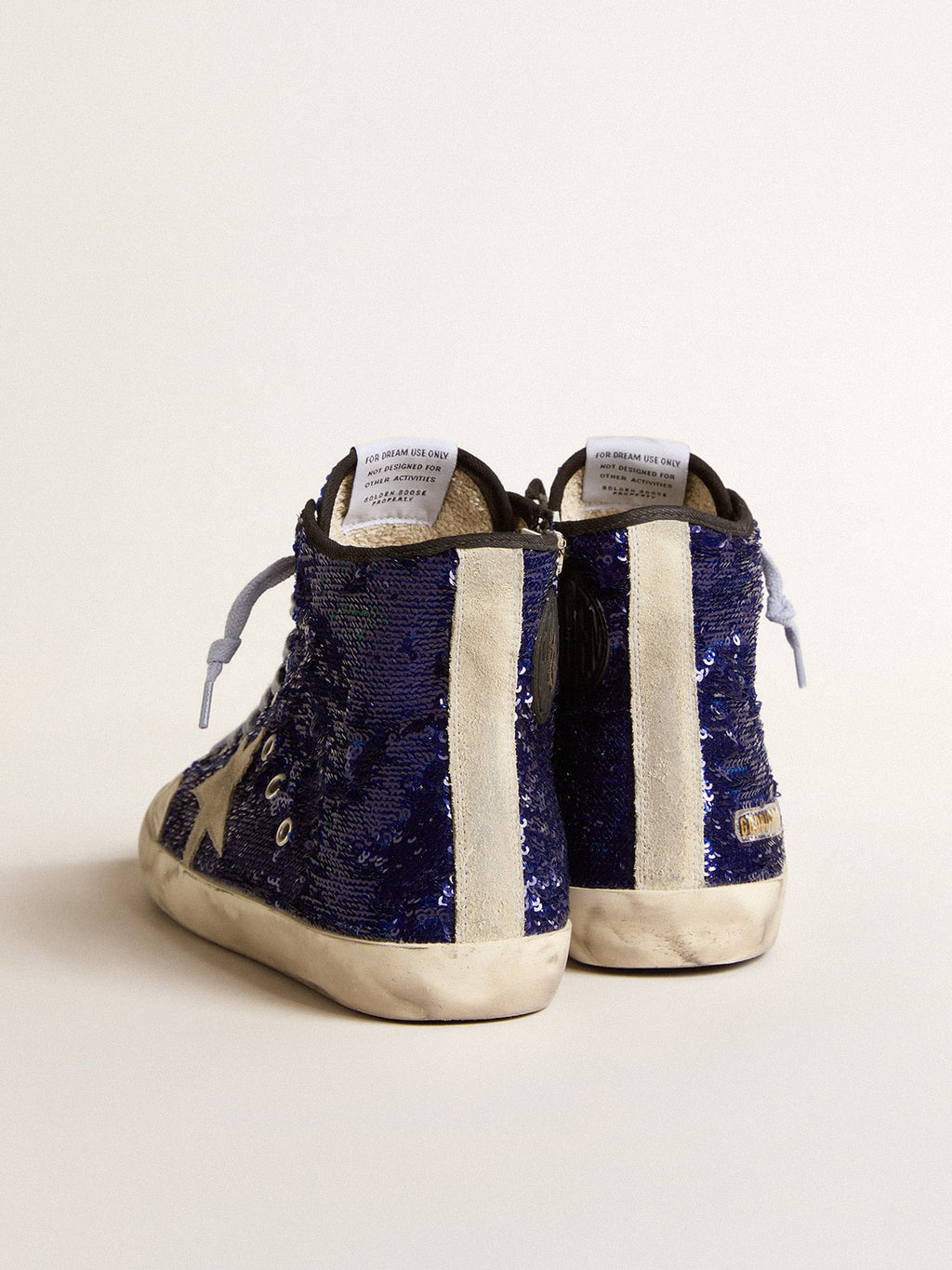 Women's Francy Penstar in bright blue sequins with ice-gray suede star| Golden Goose