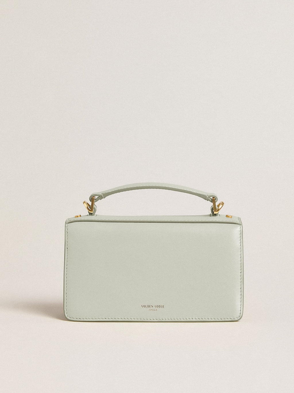 Small Venezia Bag in mineral-gray boarded leather with gold details| Golden Goose