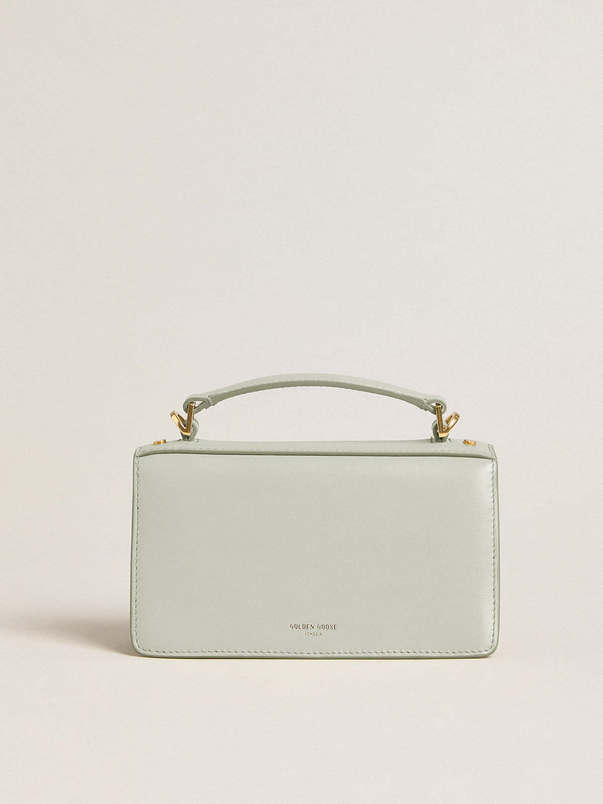 Small Venezia Bag in mineral-gray boarded leather with gold details| Golden Goose