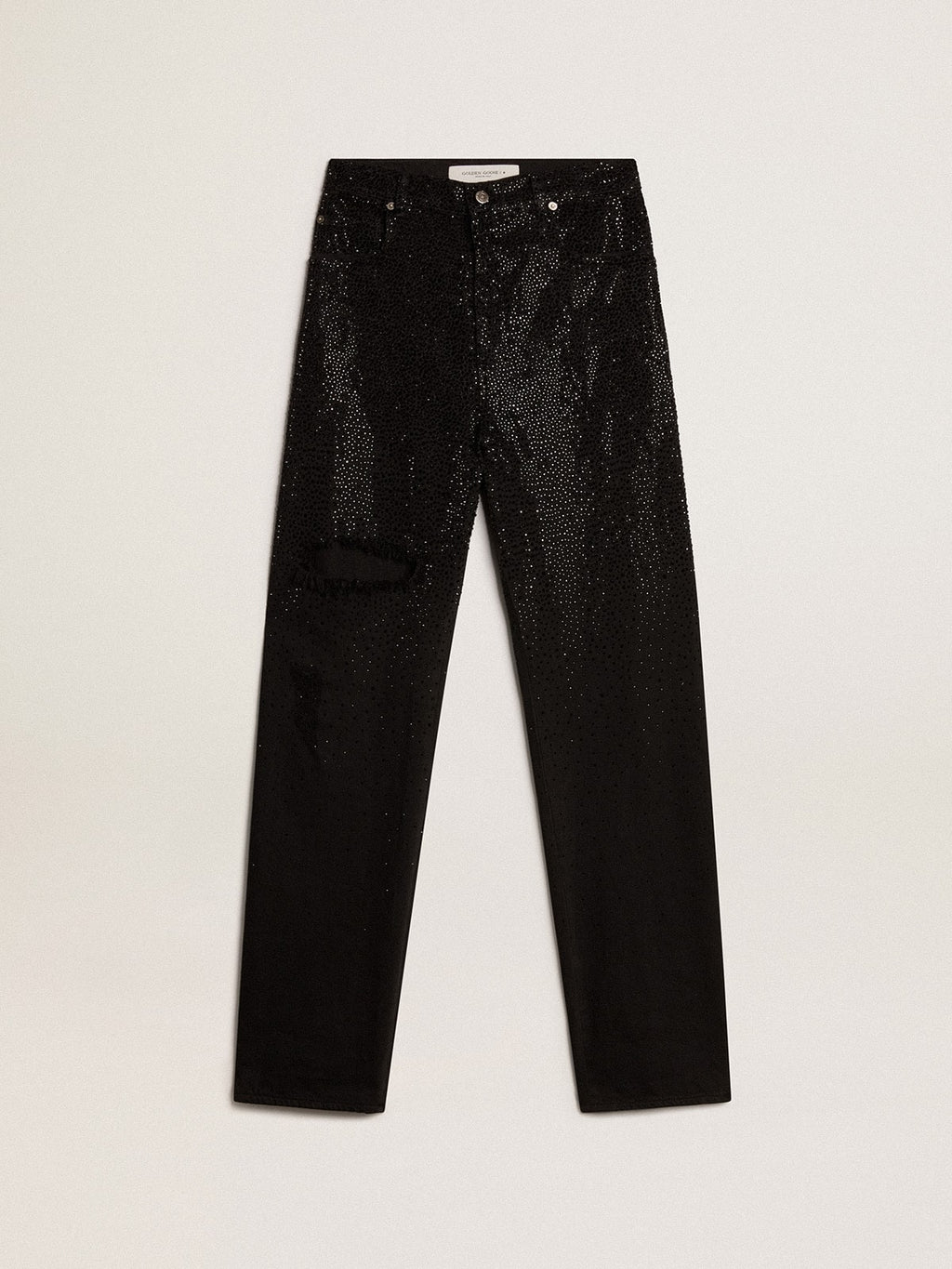 Women's cotton denim pants with shaded-effect crystal decoration| Golden Goose