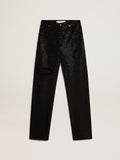 Women's cotton denim pants with shaded-effect crystal decoration| Golden Goose
