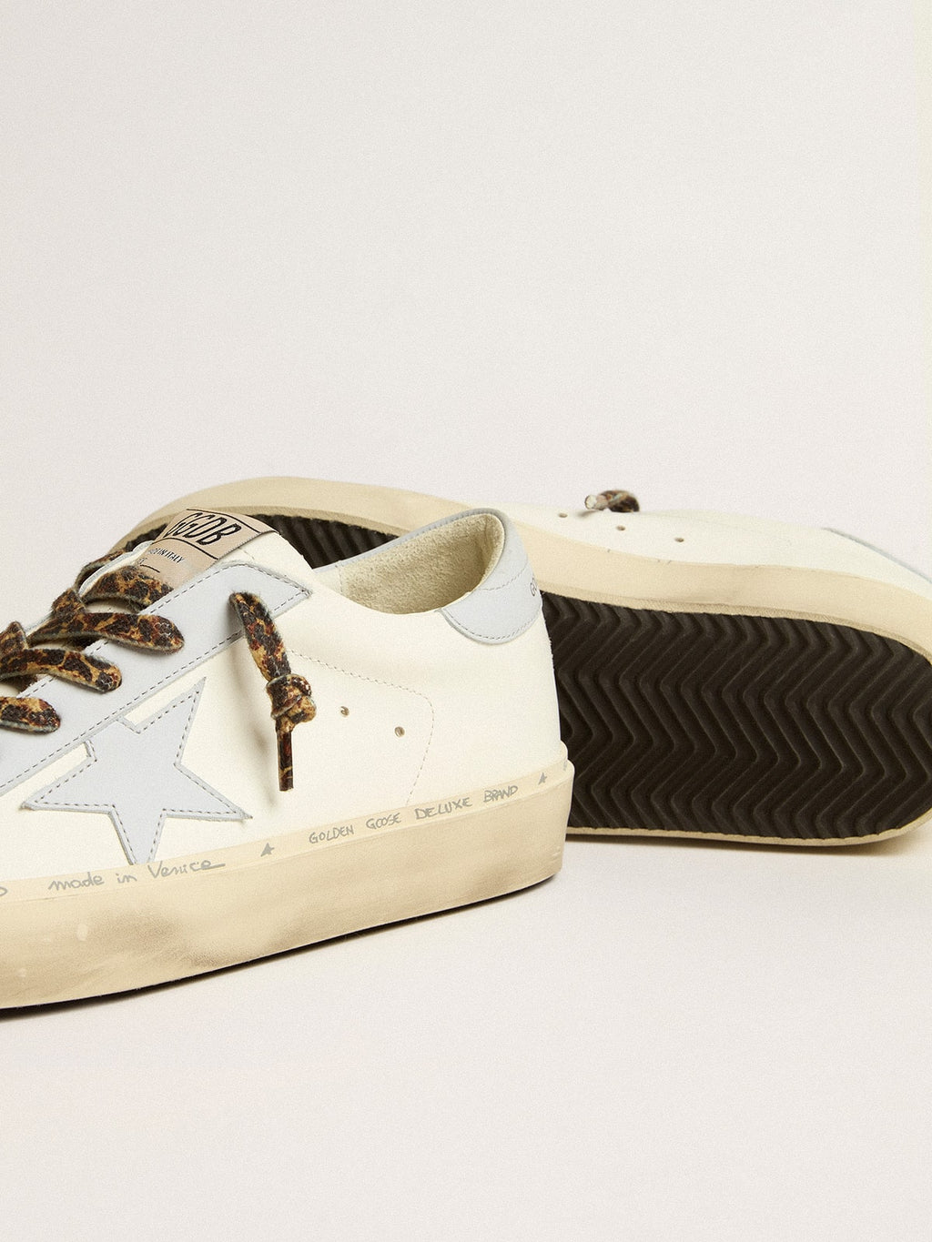 Hi Star LTD in leather with light blue leather star and heel tab| Golden Goose