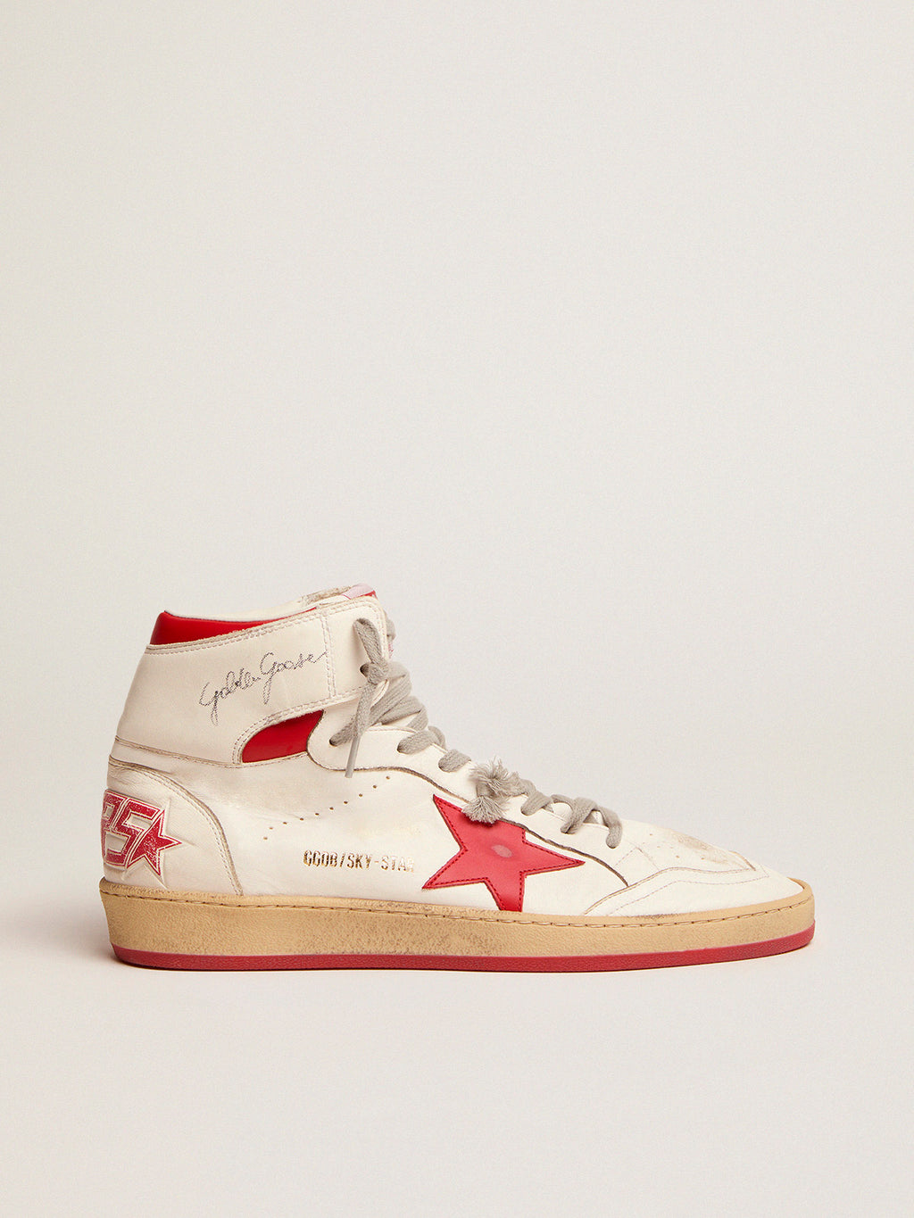 Women's Sky-Star in white nappa with red star and heel tab| Golden Goose