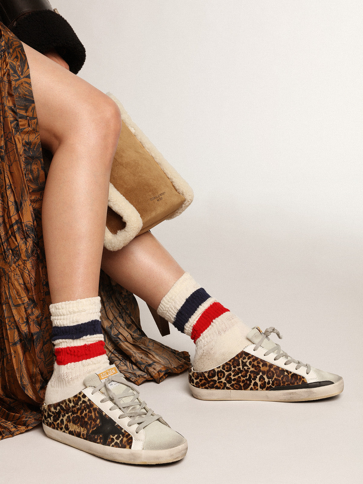 Women's Super-Star Sabot in leopard print pony skin with black star| Golden Goose