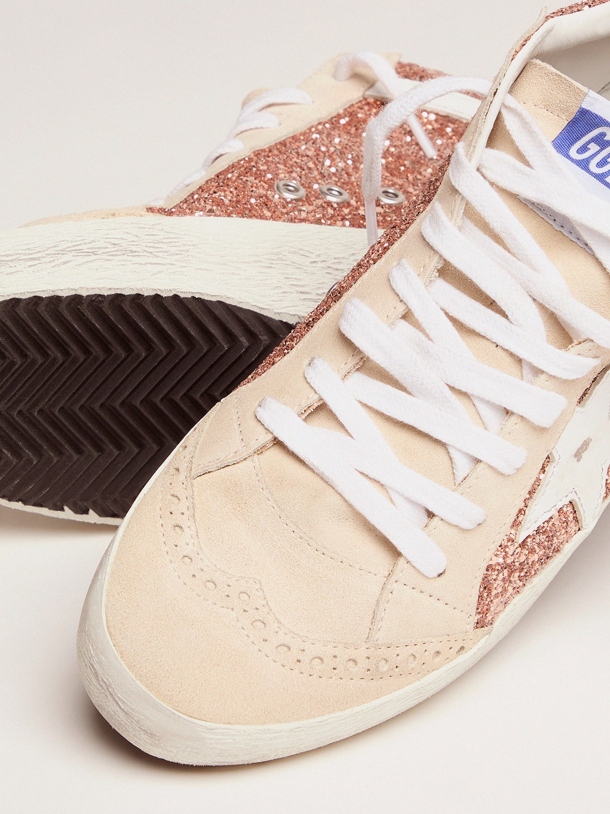 Women's Mid Star with pink glitter| Golden Goose