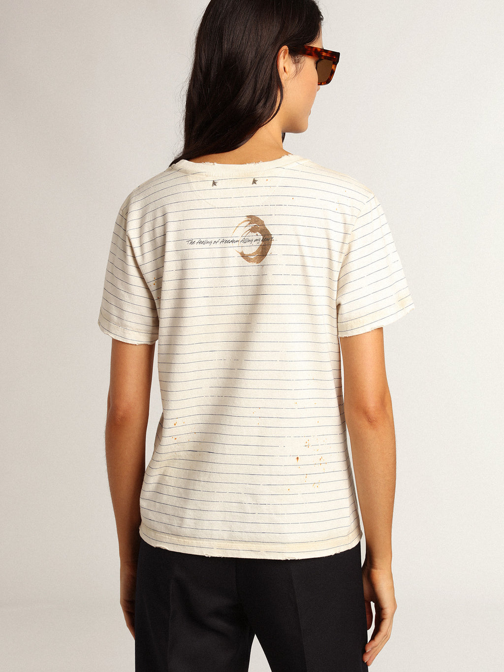 White T-shirt with vintage notebook effect| Golden Goose