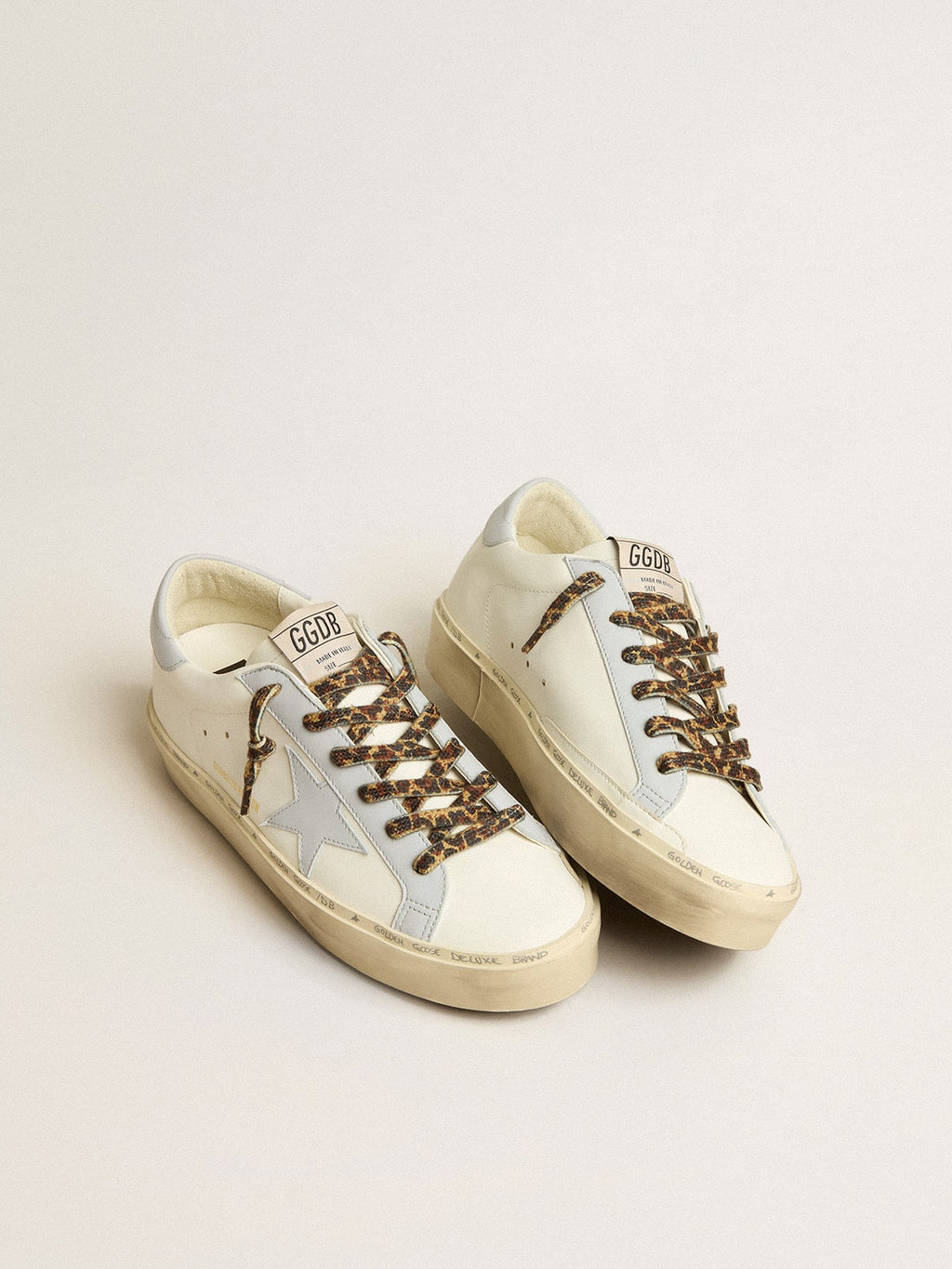 Hi Star LTD in leather with light blue leather star and heel tab| Golden Goose