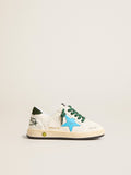 Junior Ball Star with turquoise star and green suede heel tab| Golden Goose