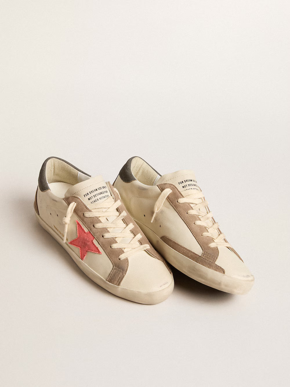 Super-Star LTD with pink gabardine star and gray suede heel tab| Golden Goose