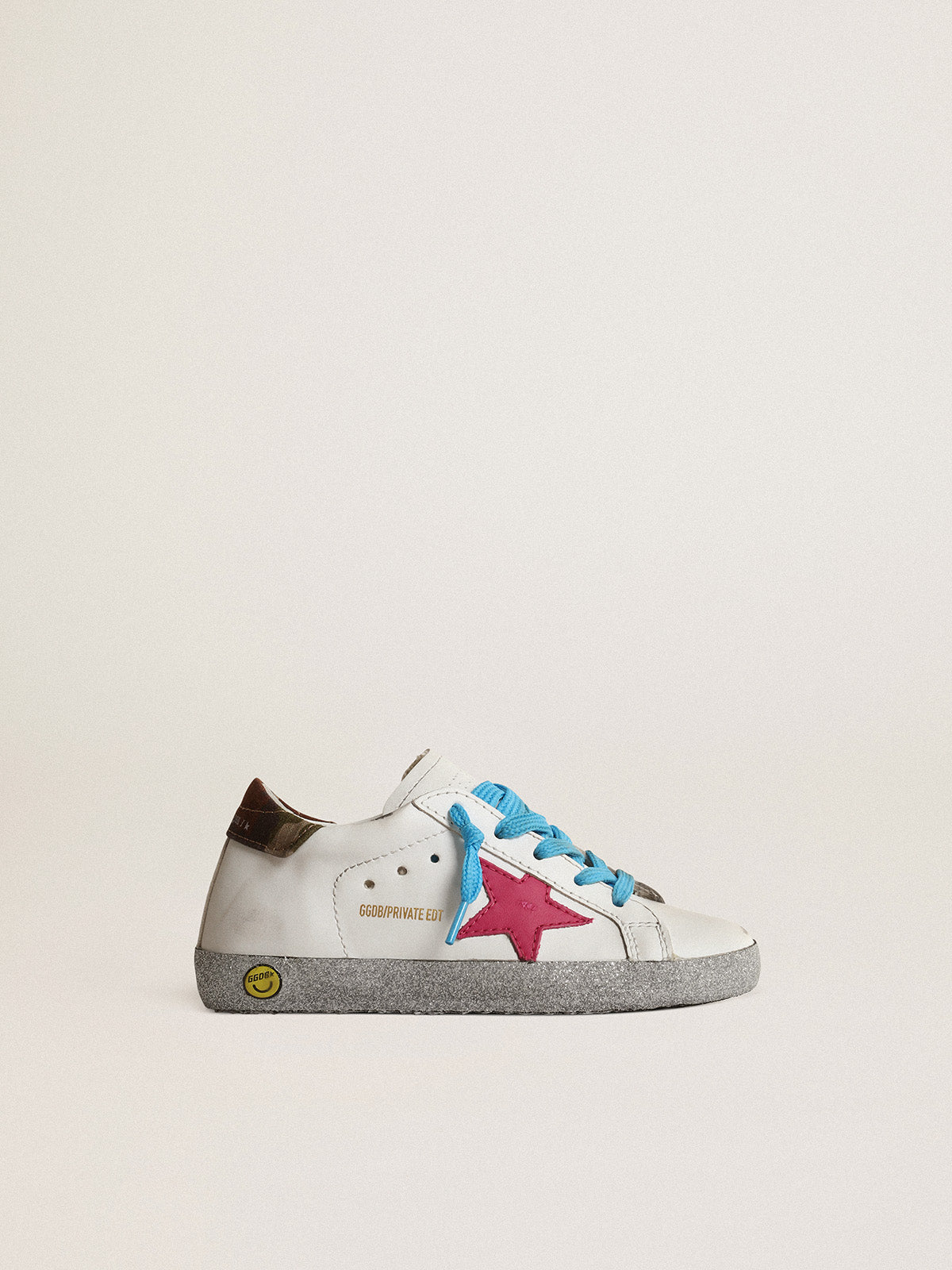 Junior Super-Star LTD with fuchsia star and glitter foxing| Golden Goose